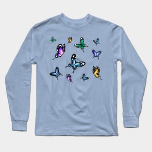 Flying Butterfly Pattern Long Sleeve T-Shirt